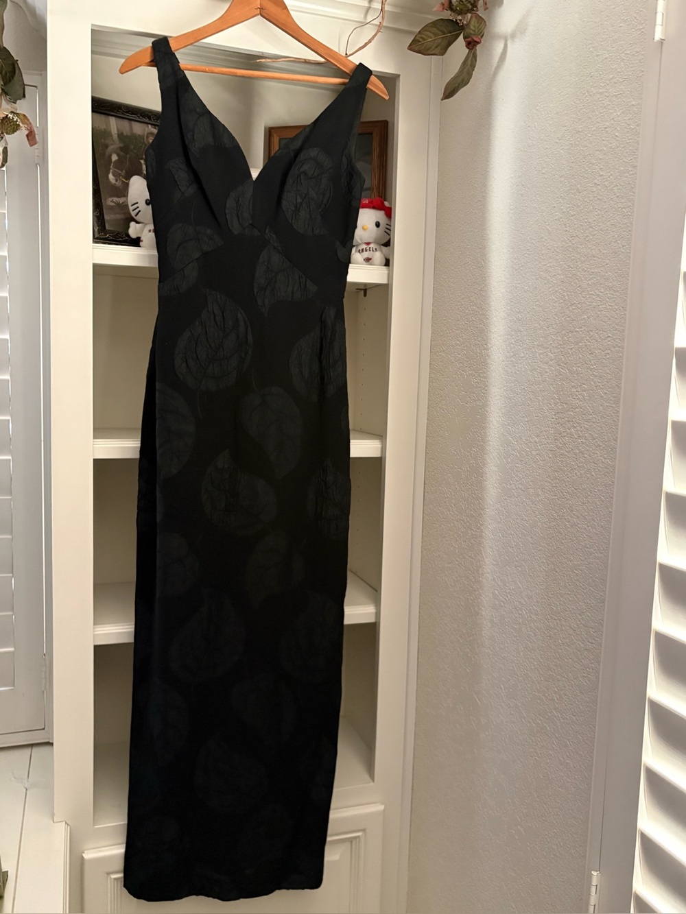 VTG Lord & Taylor black cocktail dress textured floral pattern Sweetheart Neck 8